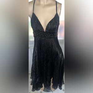 Long black dress with open back